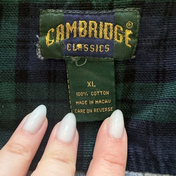 Green and Blue plaid button front shirt XL retro vintage cotton blend comfy - Picture 3 of 9